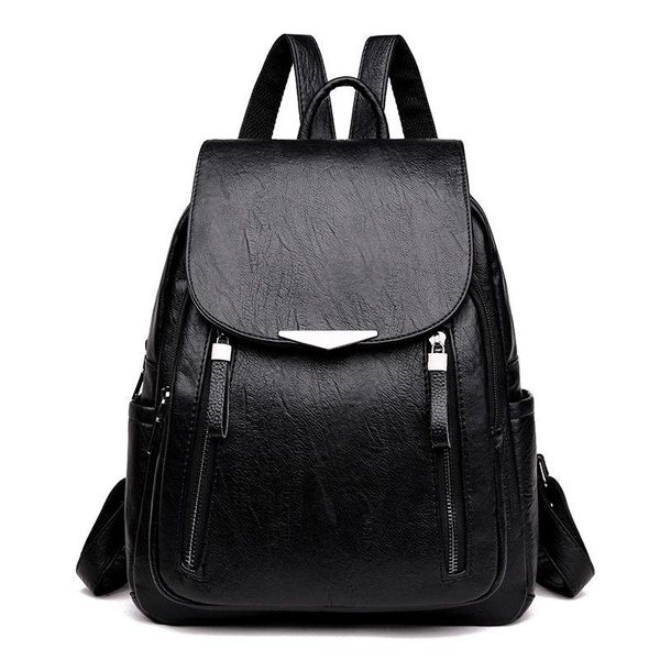 

outdoor bags black pu leather backpack women small 2021 simple back pack female solid bagpack ladies backbag red