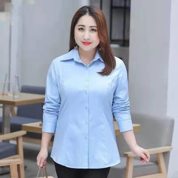 

women's blouses & shirts women 2021 spring autumn blouse female long sleeve casual turn-down collar ol style ladies loose plus size 10, White