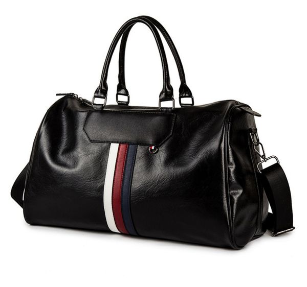 

design men travel duffle bag plaid leather waterproof large capacity fitness gym boarding bags male luxurys luggage sport handbags women out