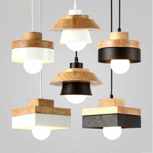 

pendant lamps thrisdar nordic minimalist wood lights modern iron led hanging lamp cafe bar restaurant white black art deco e27