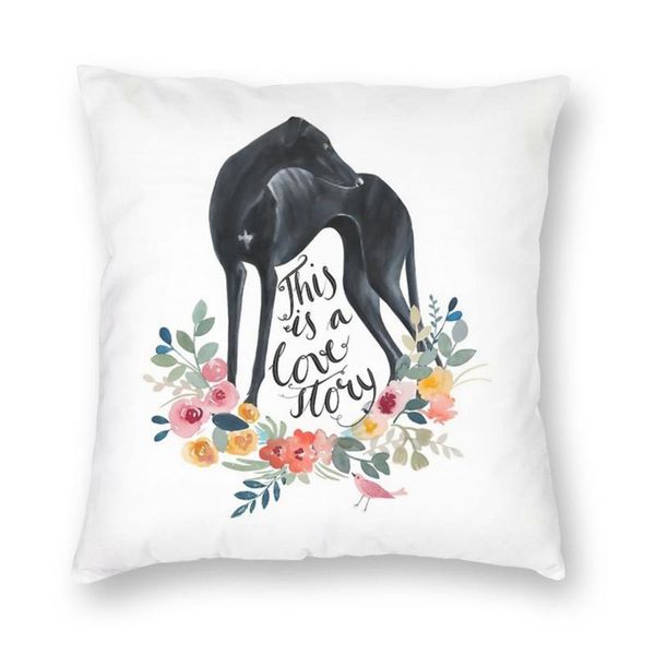 

greyhound dog flowers pillow cover decoration italian sihthound animal cushion throw for living room polyester cushion/decorative