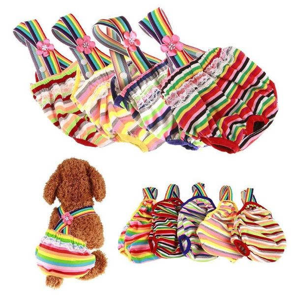 

dog apparel cute pet stripes printing straps physiological pant for dogs