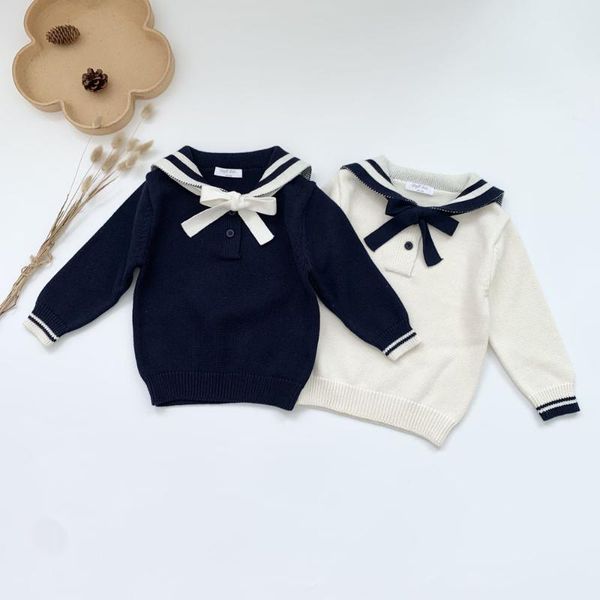 

pullover children's navy collar sweater boys and girls college style, Blue