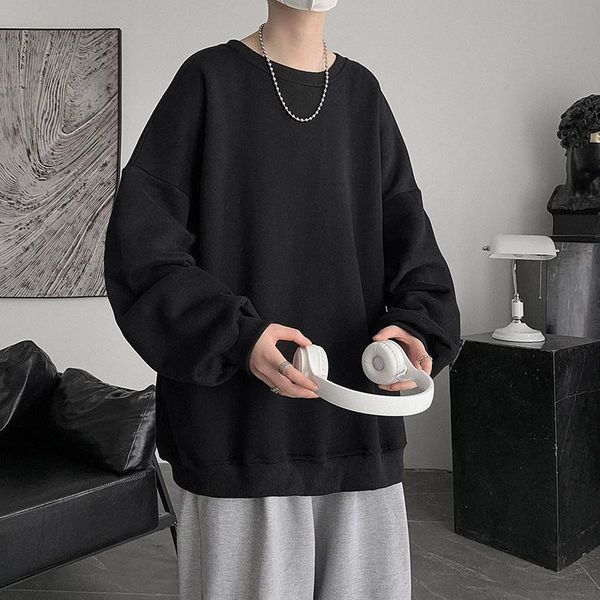 

men's hoodies & sweatshirts men casual harajuku 2021 solid oversized korean man loose pullovers, Black