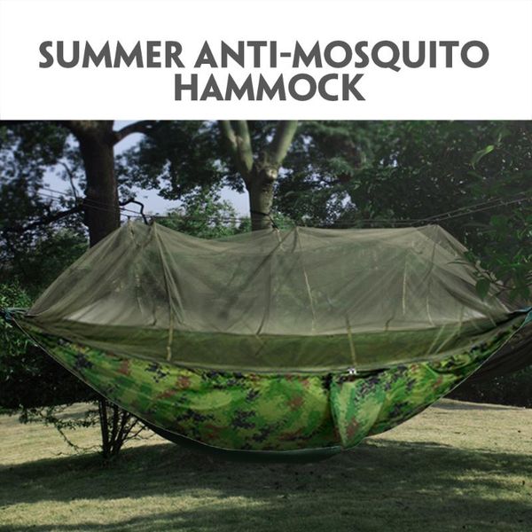 

camping/garden hammock with mosquito net outdoor furniture 1-2 person portable hanging bed strength nylon silk spinning swing gadgets
