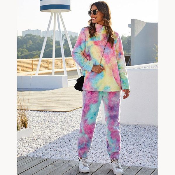 

women's hoodies & sweatshirts tie dye plush hoodie sweatshirt women rainbow pullover casual fashion oversize aesthetic gothic, Black