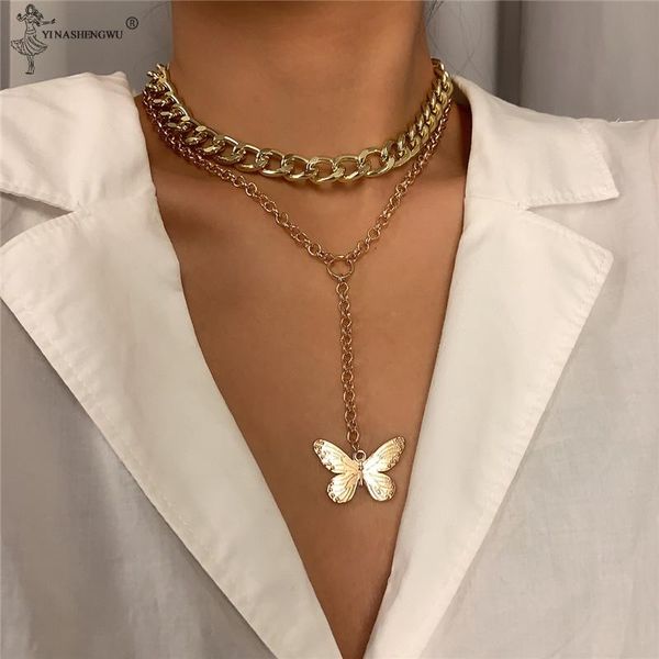 

pendant necklaces bohemian style butterfly necklace multi-layer clavicle chain long fashion party gift ladies, Silver