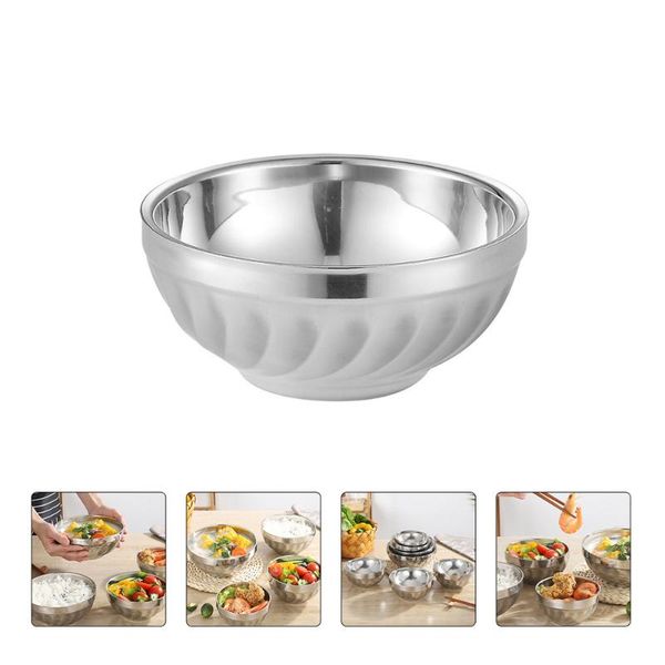 

bowls 3pcs stainless steel double-layer noddles heat insulation rice