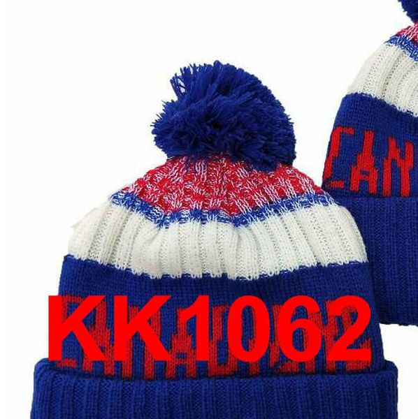 2021 Canadiens Hóquei Red Beanie North American Team Side Patch Winter Winter Sport Knit Chapéu Crânio Caps A4