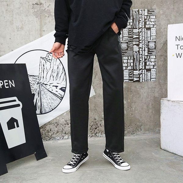 

mens joggers wide leg pants black printed sweatpants vintage drawstring trousers ins straight casual plus size couple clothes men's