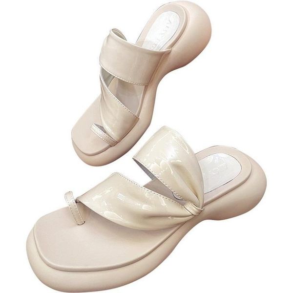 

slippers women's 2021 summer flip-flop platform sandals slip-on casual shoes, Black