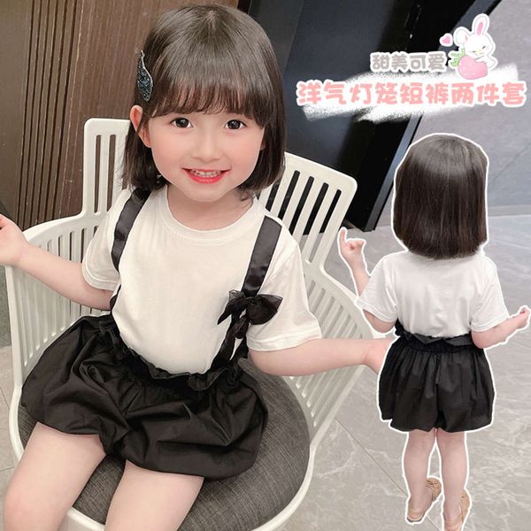 

girls' short sleeve suit summer fashion for children, White