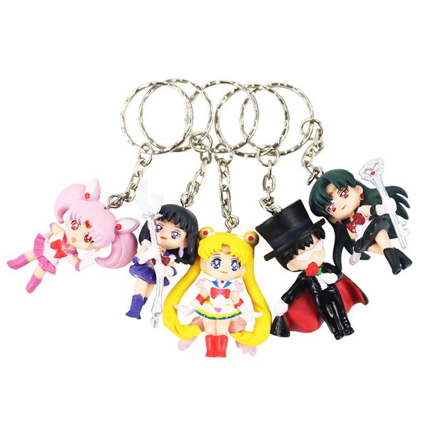 

4-5cm 5pcs/lot cartoon anime pvc figures toys key ring pendants gift for kids