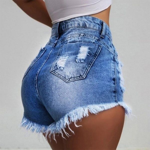 

women's shorts slim tassels hole denim fashion casual summer cool high waist plus size, White;black