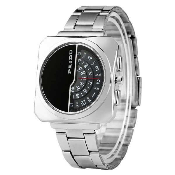 

wristwatches fashion creative watches square clock full stainless steel men's quartz watch male wristwatch reloj hombre, Slivery;brown