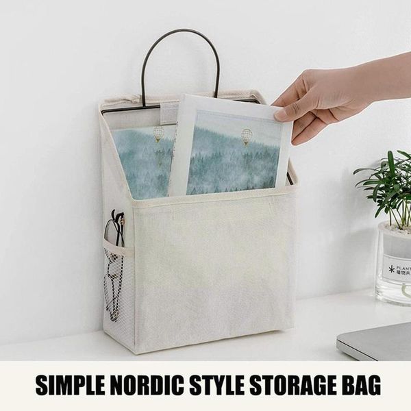 

storage bags bedroom bedside mobile phone bag polyster wall book glasses basket holder diary for pen hanging o1l5