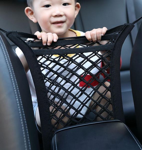 

car organizer seat partition net high elastic storage improve driving safety hanging bag luggage