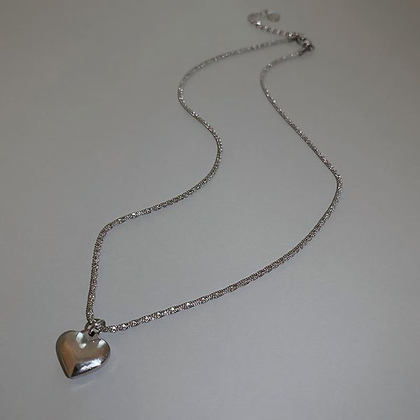 

pendant necklaces lovoacc simple metallic love heart necklace for women girls titanium steel silver color thin chain accessories