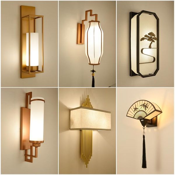 

wall lamp chinese style living room bedroom bedside custom wireless wiring battery