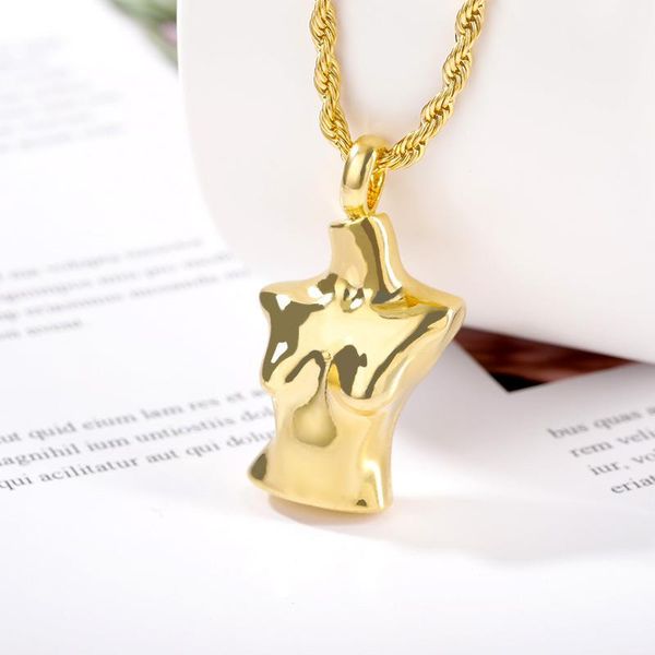 

pendant necklaces abstract female body necklace for women stainless steel chain jewerly fashion om hip hop gift 2021 trend mujer, Silver
