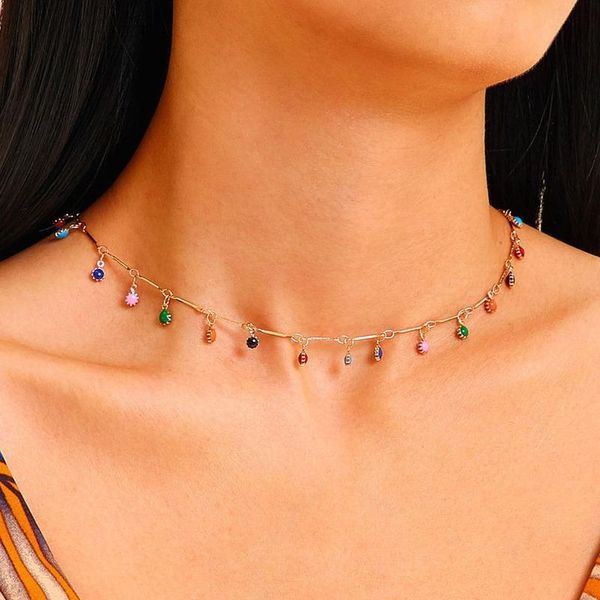 

chokers choker beaded necklace 2021 korean fashion jewelry statement for women chain around the neck collar accessories, Golden;silver