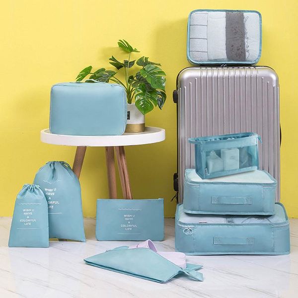 

storage bags waterproof 9pcs/set bag multifunctiona toiletries clothes cosmetics pouch household travel gadgets organize accessory