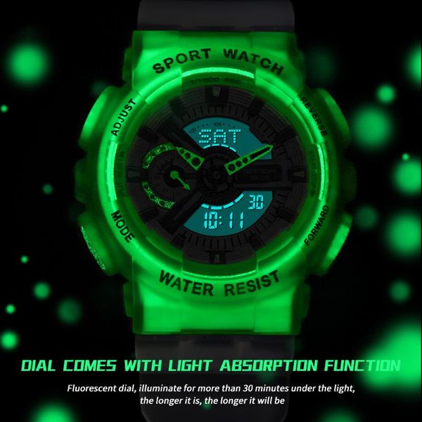

large watch gshock luminous transparent watches digital sports student multi-function electronic wristwatches zegarek damski, Slivery;brown