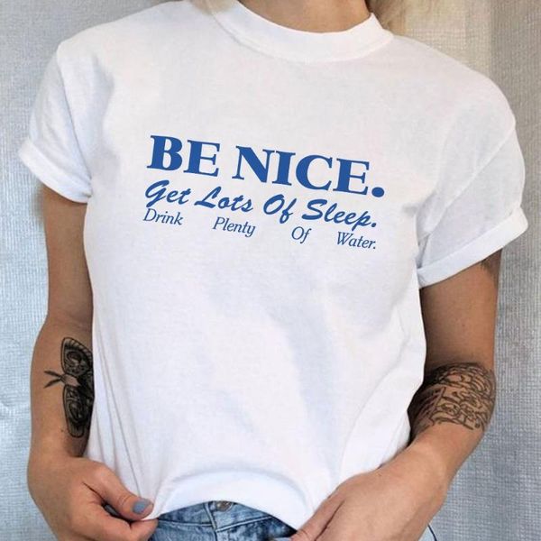 

women's t-shirt be nice inspirational quotes tumblr fashion summer casual cute graphic tee aesthetic street style shirt, White