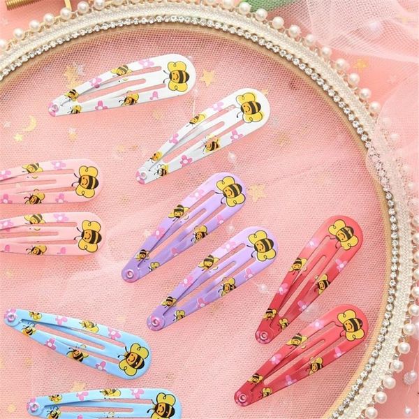 

pieces cute printing snap hair clips for kids solid matel hairpins girls accessories, Slivery;white