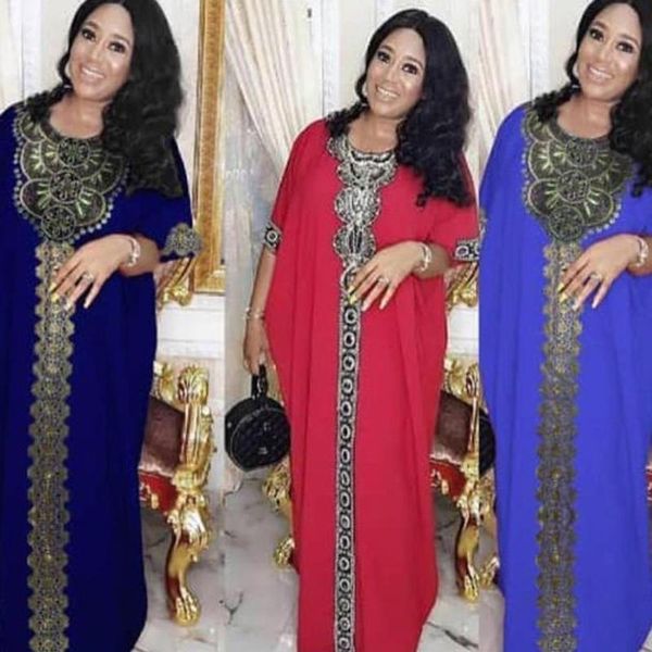 

casual dresses spring autumn embroidery long sleeve maxi dress african ladies clothing yellow print vintage plus size women party, Black;gray