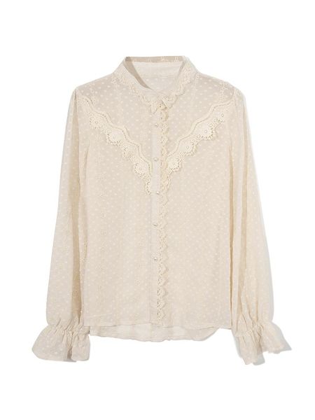 

women's blouses & shirts women slim autumn shirt blouse korean fashion net yarn bottoming chiffon fairy sweet camisa femenina ef50cb, White