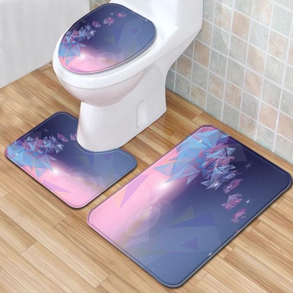 

bath mats gradient pattern 3 pcs/set mat toilet cover non-slip bathroom door seat rug carpet decor