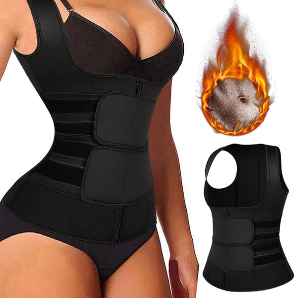 

women neoprene sweat sauna vest waist trainer corset fitness weight loss slimming body shaper with adjustable waist trimmer belt