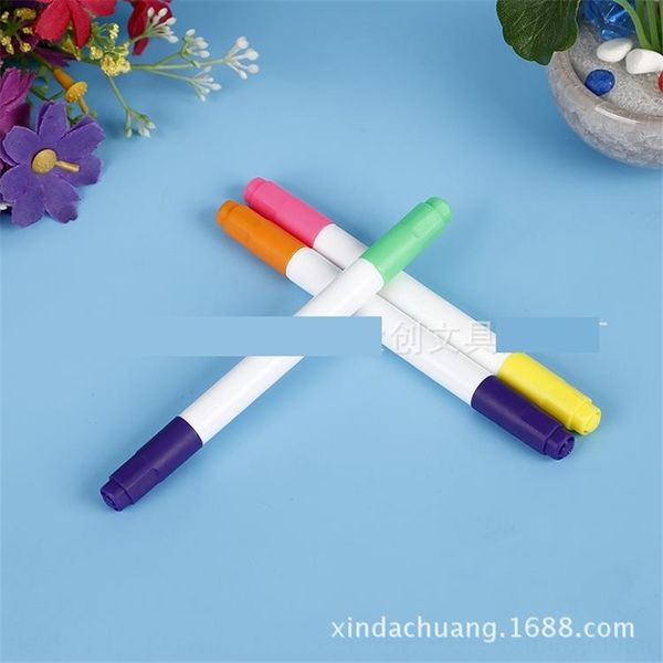 

7eV mini water fluorescent changing penenvironmental friendly color brush nontoxicdouble headtwo color children's painting pens painting br, Black;red