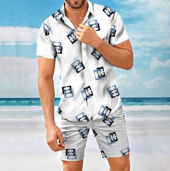 

men's casual shirts summer 3d printing short-sleeved shorts suits sports and leisure lapel clothing, White;black