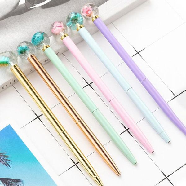 

ball pen rollerball writing supplies stationery gifts flower ballpoint signature instrument metal dried r4f1 pens, Blue;orange