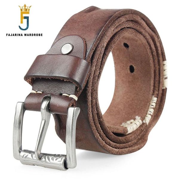 

design men's personality vintage pure cow skin leather retro belts thick lines alloy buckle belt men n17fj299, Black;brown