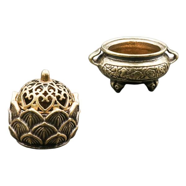 

fragrance lamps 2pcs incense censers holders brass retro (yellow)