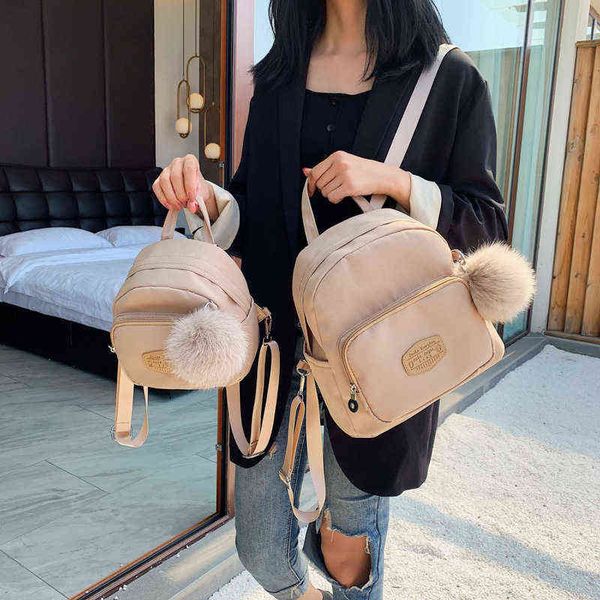 

denim women backpack female 2020 new fashion brand mini shoulder school bag for teenager girls fur ball travel rucksack bag y1105