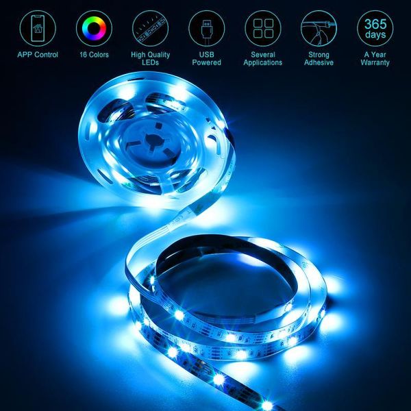 

strips bluetooth app controlled remote 50ft led strip lights music sync rgb rope night color changing light
