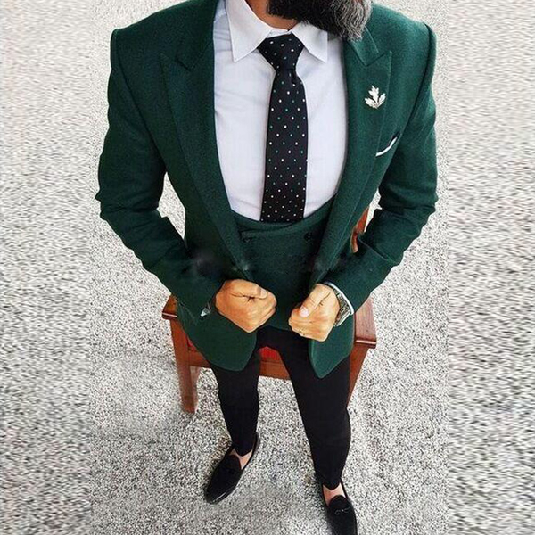 Hunter Green One One Button Wedding Groom Tuxedos Пик Отворотный Жениц Мужчины Костюмы PROM BLAZER