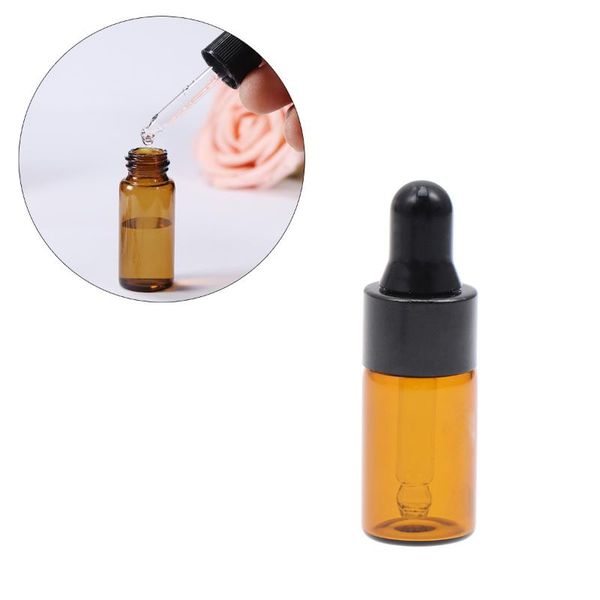 Bottiglie di stoccaggio Barattoli 50pcs Contagocce Vuoto Sottobottiglia di vetro trasparente per olio essenziale Cosmetici Toner 3ml Modello marrone scuro