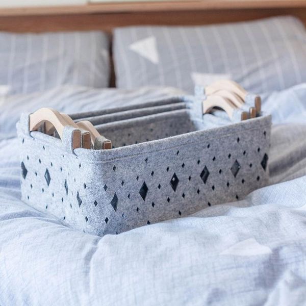 

storage drawers hollow felt basket bins sundries clothes laundry toys organizer for living room kitchen bathroom decoration h3cc