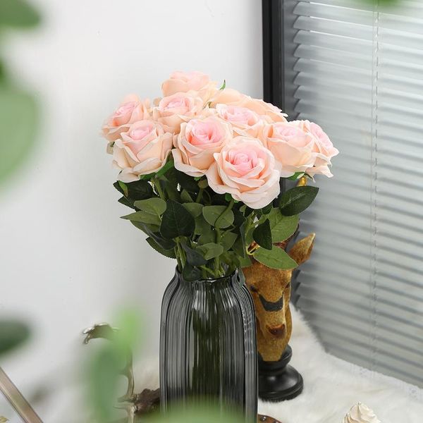 

decorative flowers & wreaths 10pcs big head romantic rose artificial diy silk fake flower for party home wedding decoration valentine's