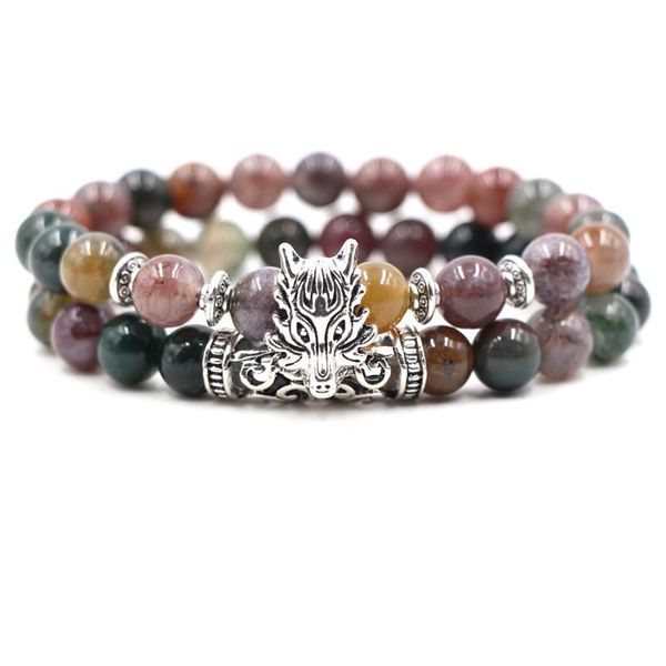 

charm bracelets 2pcs/set natural stone beads bracelet dragon&lion tiger eye bracelt for men women bangles jewelry gift, Golden;silver