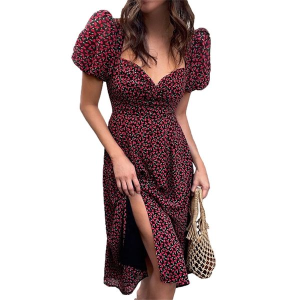 

summer women's casual printed short sleeve split slim dress 210430, Black;gray