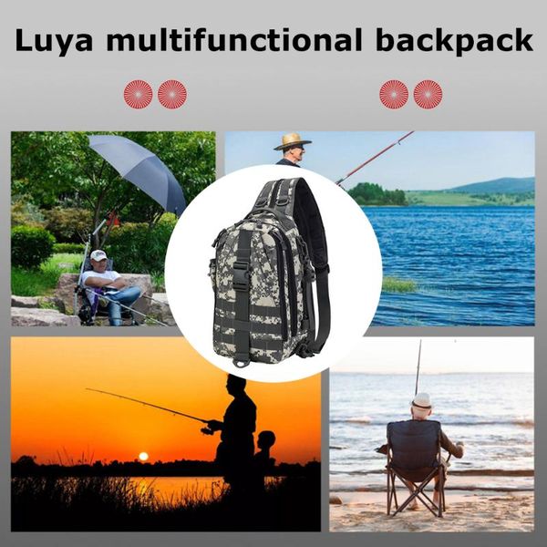 

outdoor bags luya multifunctional camouflage backpack fishing tackle equipment waterproof shoulder crossbody camping sports
