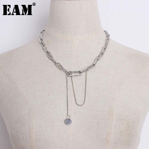 

chains [eam] stylish split joint long women necklace temperament fashion tide all-match spring autumn 2021 1u431, Silver