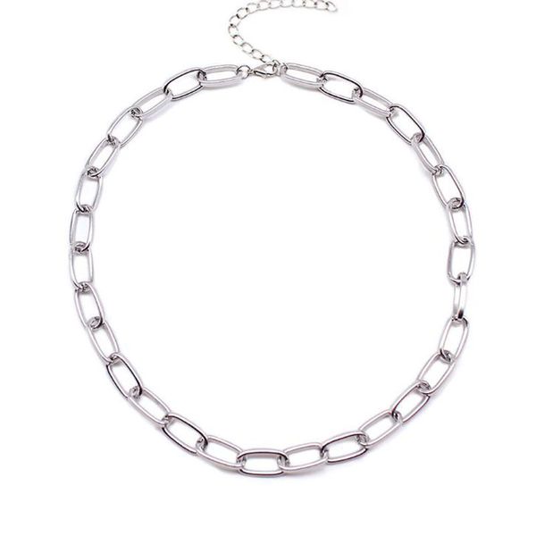 

gold chunky chain choker for women geometric pendant necklaces boho maxi statement christmas gift, Silver