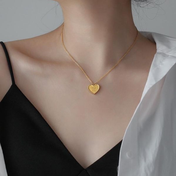 

18 k gold love you heart pendant necklace choker fashion titanium stainless steel jewelry woman accessory not fade necklaces, Silver